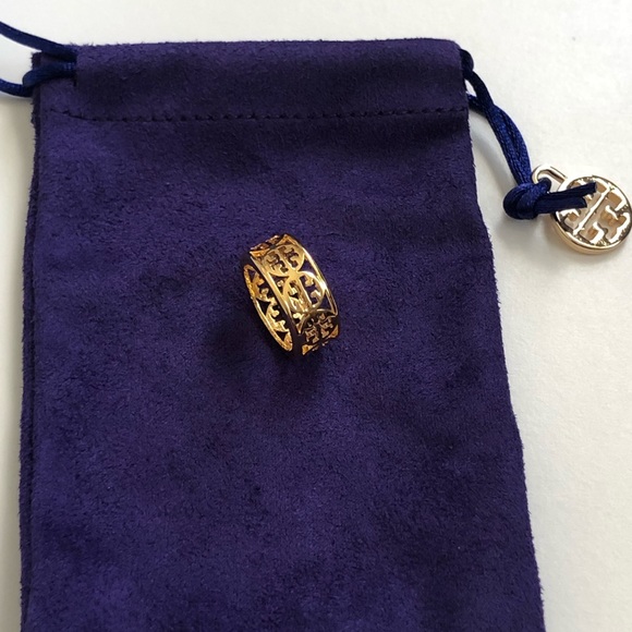 Tory Burch Gold Tone Logo Ring - Picture 2 of 2